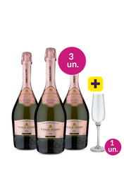 Kit 3 - Espumante Louis Bouillot Ros&eacute; Brut + Ta&ccedil;a de Cristal p/ Espumante Gr&aacute;tis - Exclusivo We
