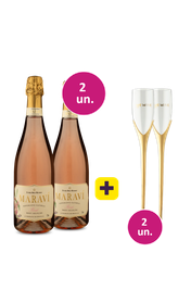 Kit 2 - Espumante Marav&iacute; Ros&eacute; Brut + 2 Ta&ccedil;as Agulha Gr&aacute;tis - Exclusivo We