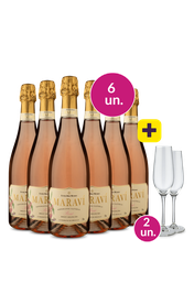 Kit 6 - Espumante Marav&iacute; Ros&eacute; Brut + 2 Ta&ccedil;as de Cristal Espumante Gr&aacute;tis - Exclusivo We