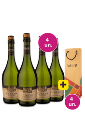 Kit 4 - Espumante Las Condes Brut + 4 Sacolas Kraft Gr&aacute;tis - Exclusivo We