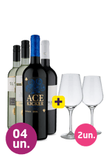 Kit 4 - Experiência Clube Wine + 2 Taças Cristal Grátis