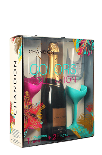 Espumante Chandon Brut Colors Collection com 2 Taças Exclusivas Verde e Rosa