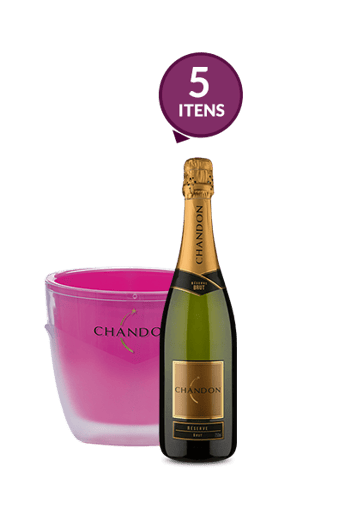 Pack Espumante Chandon Réserve Brut Colors Collection com 4 garrafas + Balde Rosa