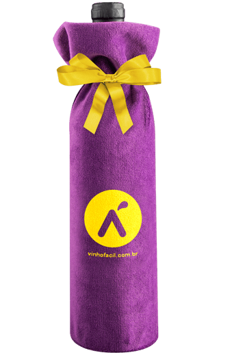 Porta Garrafa Roxo em Plush com amarração em cetim amarelo