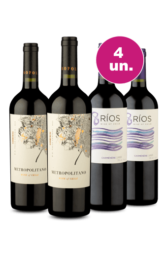 Kit 4 - Metropolitano Carménère e 8 Ríos Carménère