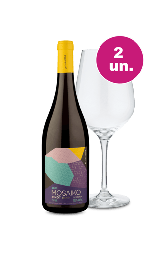 Kit 2 - Mosaiko Reserva Pinot Noir + Taça de Cristal por R$80 - Oferta Especial 8/8