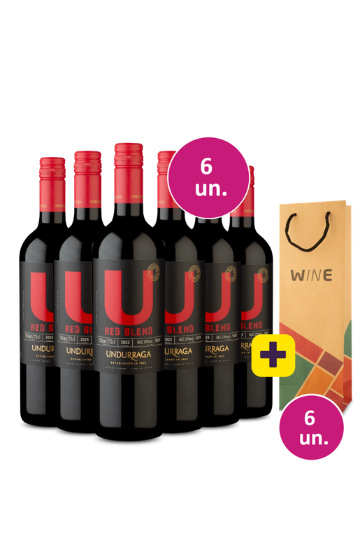 Kit 6 - U By Undurraga Red Blend 2023 + 6 Sacolas Kraft Grátis - Exclusivo We