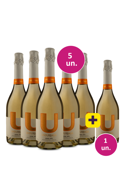 Kit 5 + 1 - Espumante U By Undurraga Demi-Sec + 1 garrafa de brinde - Exclusivo WE