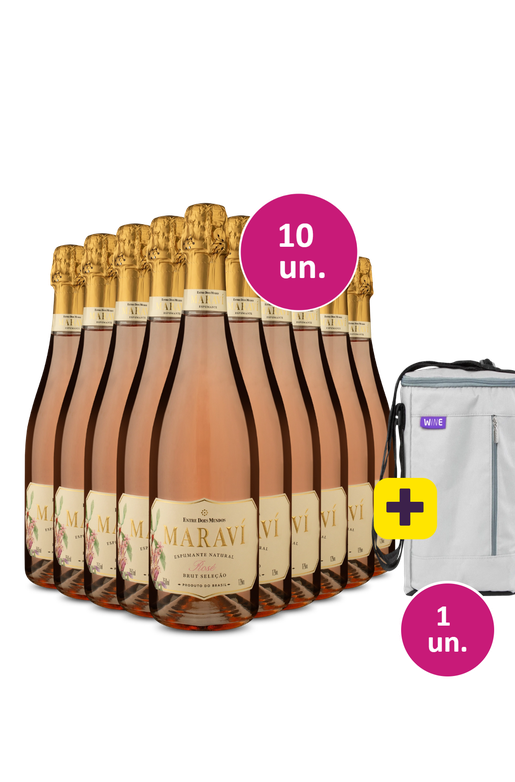 Kit 10 - Espumante Maraví Rosé Brut + Bolsa p/ 3 garrafas Grátis - Exclusivo We