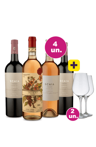 Kit 4 - Italianos Renomados + Par de Taças de Cristal Grátis