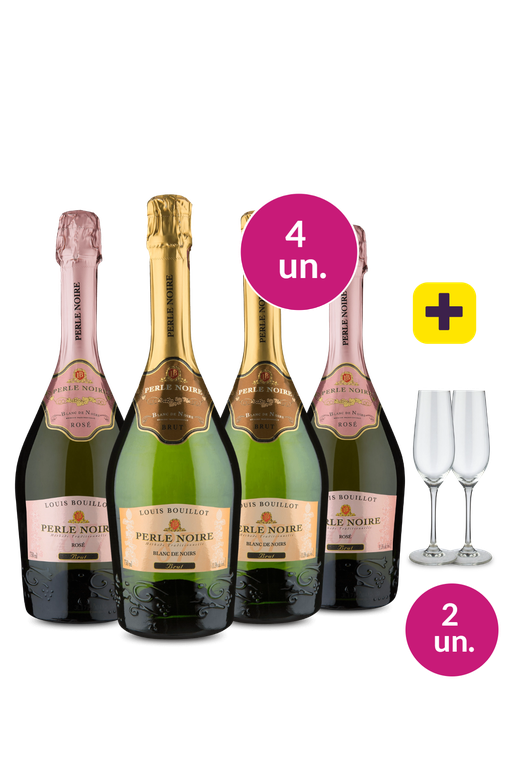 Kit 4 - Espumante Louis Bouillot + Taças de Cristal Grátis