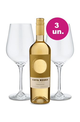 Kit Especial - Cava Negra Torrontés + Par de Taças de Cristal