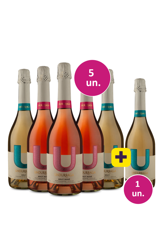 Kit 5 + 1 - Espumante U By Undurraga Rose e Btanco Brut + 1 garrafa de brinde - Exclusivo WE