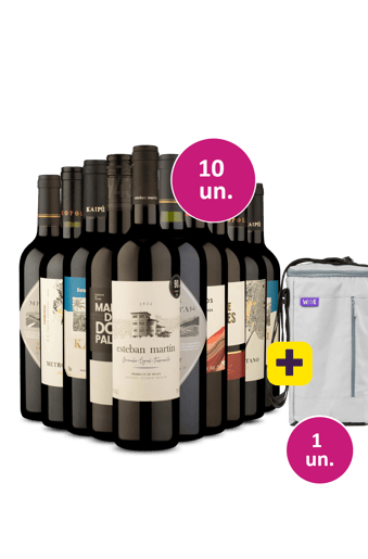 Kit 10 - Tintos por 36,90 a garrafa + Bolsa Térmica para 3 garrafas Grátis - Exclusivo We