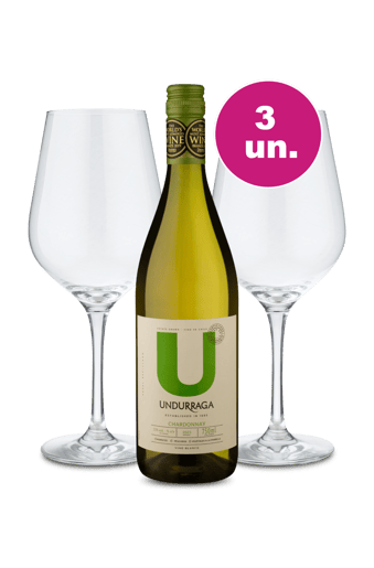 Kit Especial - U By Undurraga Chardonnay + Par de Taças de Cristal
