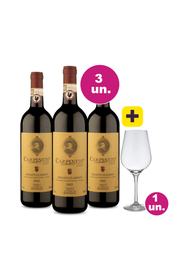 Kit 3 - Carpineto D.O.C.G. Chianti Classico 2022 + Taça Cristal Grátis - Exclusivo We