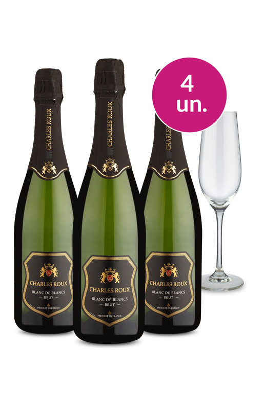 Kit 4 - Oferta Absurda - Espumante Charles Roux + Taça Grátis