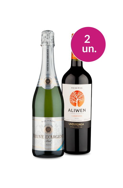 Kit 2 - Spoiler Pendura - Espumante Veuve D'Argent e Aliwen Reserva