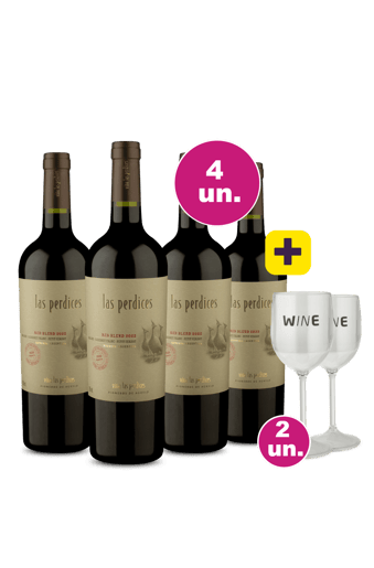 Kit 4 - Las Perdices Red Blend + 2 Taças Acrílico Vinho Grátis