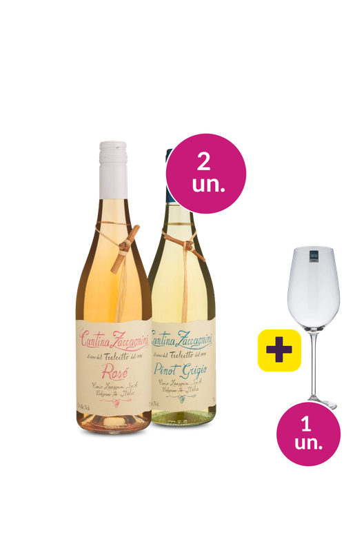 Kit 2 - Degustação Cantina Zaccagnini + Taça de Cristal Grátis