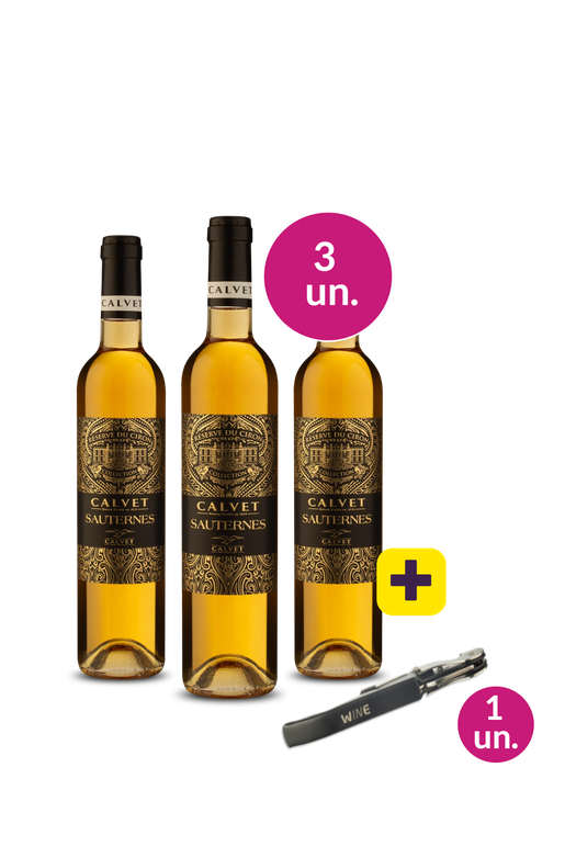 Kit 3 - Calvet Réserve Du Ciron A.O.P. Sauternes + Saca Rolhas Grátis - Exclusivo We
