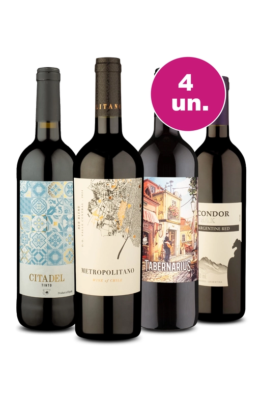 Kit 4 - Degustação de Tintos Mundiais - Oferta Absurda