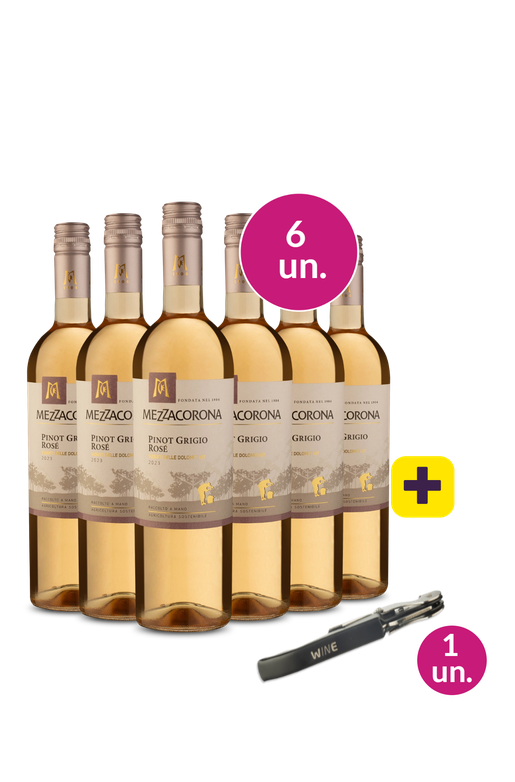 Kit 6 - Mezzacorona D.O.C. Trentino Pinot Grigio Rosé + Saca Rolhas Grátis - Exclusivo We