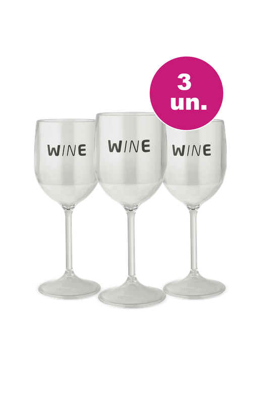 Kit 3 - Taças de Acrílico Para Vinho