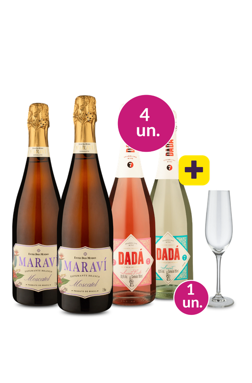 Kit 4 - Espumantes Docinhos + Taça de Espumante de Cristal Grátis - Exclusivo We