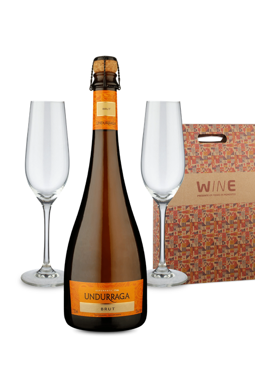 Kit Especial - Presenteando com Espumante Undurraga e Par de Taças de Cristal