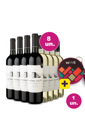 Kit 8 - Esteban Martín Tinto e Branco + Caixa de Som Bluetooth Wine Grátis