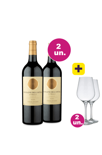 Kit 2 - Domaine De Lostal Estibals + 2 Taças Cristal Grátis