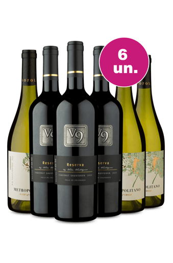 Kit 6 - V9 Reserva Cabernet e Metropolitano Chardonnay - Oferta Insana IZ