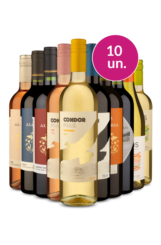 Kit 10 - Tintos, Brancos e Rosés por R$ 25 a garrafa - Exclusivo We