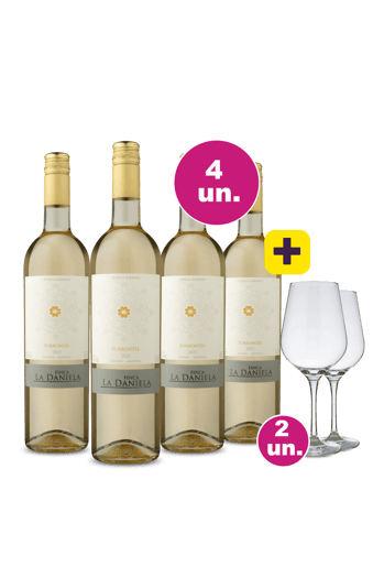 Kit 4 - Finca La Daniela Torrontés + 2 Taças Cristal Grátis