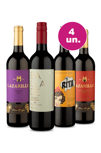 Kit 4 - Vinhos Espetaculares por R$27,90 Por Garrafa