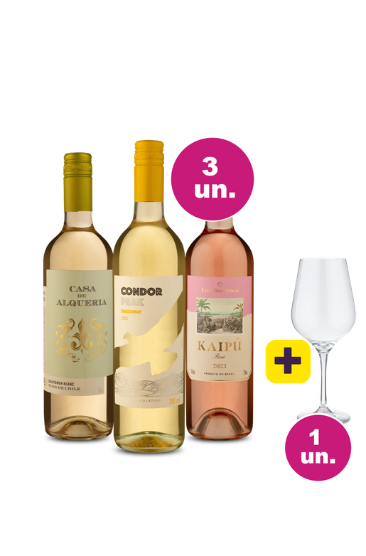Kit 3 - Vinhos Refrescantes + Taça de Cristal Grátis - Oferta Absurda Black Wine