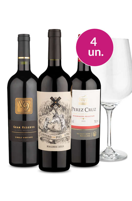 Kit Especial - Tintos para Brindar com Taça de Cristal - Oferta Absurda