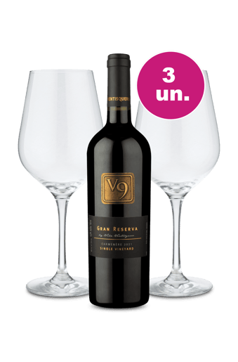 Kit Especial - V9 Gran Reserva e Par de Taças de Cristal