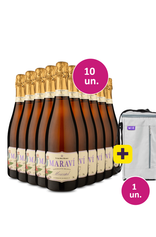 Kit 10 - Espumante Maraví Moscatel + Bolsa p/ 3 garrafas Grátis - Exclusivo We