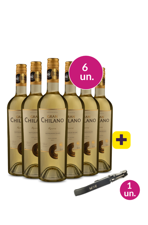Kit 6 - Chilano Reserva Valle De Colchagua Sauvignon Blanc + Saca Rolhas Grátis - Exclusivo We