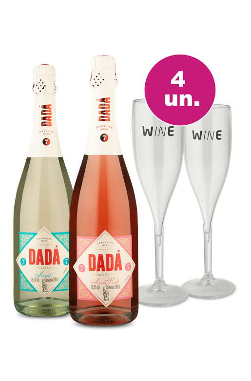 Kit Especial de Verão - Espumantes Dadá + Par de Taças de Acrílico