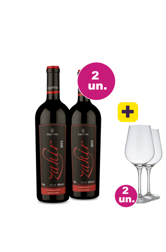 Kit 2 - Zahir Cabernet Sauvignon + 2 Taças Cristal Grátis - Exclusivo We