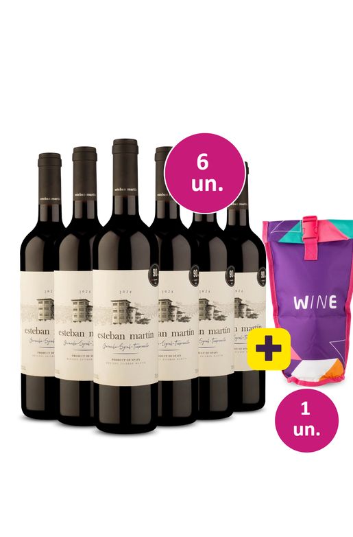 Kit 6 - Esteban Martín D.O. Cariñena Garnacha Tempranillo Syrah Tinto + Bolsa térmica 1 garrafa Grátis - Exclusivo We