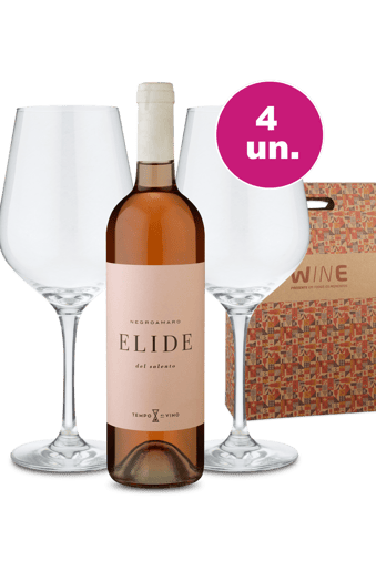 Kit Presente - Elide Rosé + Par de Taças de Cristal + Caixa de Presente
