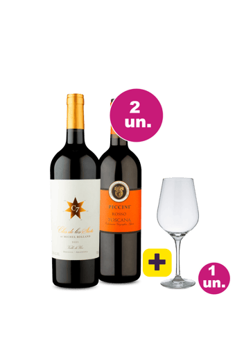 Kit 2 - Piccini Rosso + Clos de Los Siete + Taça de Cristal Grátis