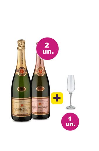 Kit 2 Espumantes Louis Bouillot Cremant + Taça de Cristal