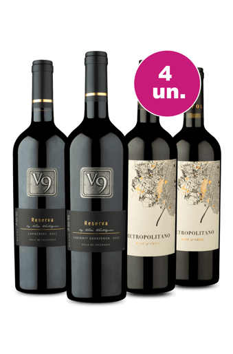 Kit 4 - V9 Reserva e Metropolitano - Oferta Imposto Zero Wine