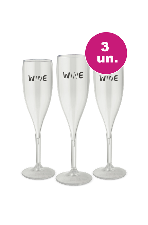 Kit 3 - Taças de Acrílico Para Espumante