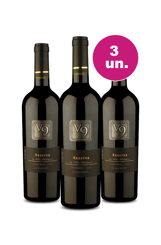 Kit 3 - V9 Reserva Carménère por R$99 - Oferta Absurda Black Wine